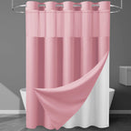 256GSM Heavyweight Ringless Waffle Shower Curtain with Liner, 71x74, White