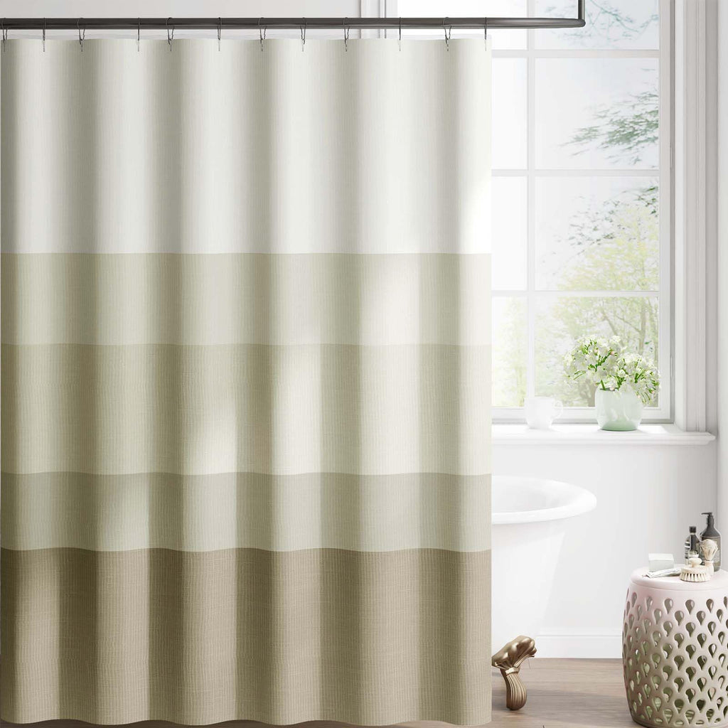 jinchan Ombre Ocean Blue Shower Curtain for Bathroom 70x72 Inch 12 Hooks