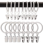 40 Pack Curtain Rings with Clips, Drapery Clips with Rings, Drapes Rings 1.26 in Interior Diameter, Fits up to 1 in Curtain Rod, Black