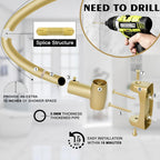 YNL Curved Shower Curtain Rod 35-82In(2.9-6.8Ft), Gold Round Rustproof Shower Rod for Bathroom Bathtub, Adjustable Arched Shower Curtain Rod, Never Rust|Extra Space|Non-Slip|Expandable|Need to Drill