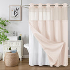 Colorful Star Sage Green No Hook Waffle Shower Curtain Set, 72 x 75 Inch