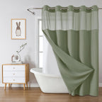 eachope No Hook Waffle Shower Curtain with Snap-in Liner, 71x74 Inch, White