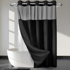 River Dream Heavyweight Waffle No Hook Shower Curtain with Liner,Gray,71x74