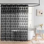 Ivory Lace Shower Curtain 72x72, Vintage Shabby Chic with Attached Valance