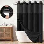 BTTN Cream Ringless Linen Textured Shower Curtain with Snap in Liner, 72x75