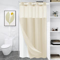 WONICY Hook-Free Shower Curtain with Snap-in Liner, Cream, 71 x 74