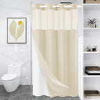 WONICY Hook-Free Shower Curtain with Snap-in Liner, Cream, 71 x 74