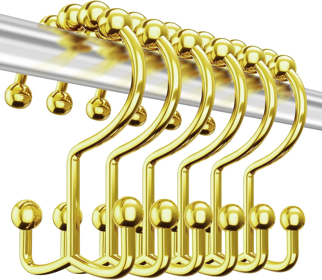 12 Pcs Gold Shower Curtain Hooks, 304 Stainless Steel Shower Curtain Hooks