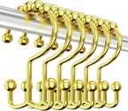12 Pcs Gold Shower Curtain Hooks, 304 Stainless Steel Shower Curtain Hooks