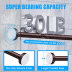 TEECK Shower Curtain Rod, 32-80 inch Adjustable Spring Tension Curtain Rod, Never Rust Anti-Slip Shower Curtain Rod for Bathroom, No Drilling, Never Collapse, Easy to Use, Brown