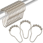 Amazer Shower Curtain Hooks Rings, Rust-Resistant Stainless Steel Double Shower Curtain Hooks, Shower Hooks for Shower Curtain and Liner Bathroom, Set of 12, Chrome