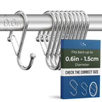 12 Metal Shower Curtain Hooks, Rust-Proof Decorative C-Shaped Curtain Hooks for Bathroom, Chrome Shower Curtain Rings, Fits Rods Up to 1 Inch (C, Silver)