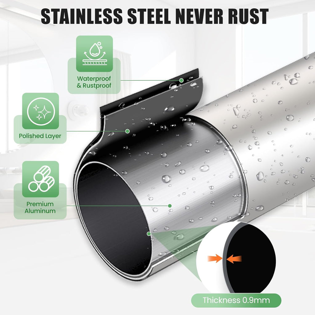 Brushed Nickel Curved Shower Curtain Rod 33-78 Inches Adjustable Splicing Design Curved Shower Rods Round Shower Curtain Rod Rust Proof Stainless Steel Curved Shower Rods For Bathroom Need to Drill