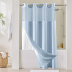 River Dream Cotton Blend Fabric Shower Curtain Set with Liner, White, 54x80