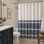 Serafina Home Nautical Striped Blue and White Fabric Shower Curtain: