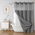 eachope No Hook Waffle Shower Curtain with Snap-in Liner, 71x74 Inch, White