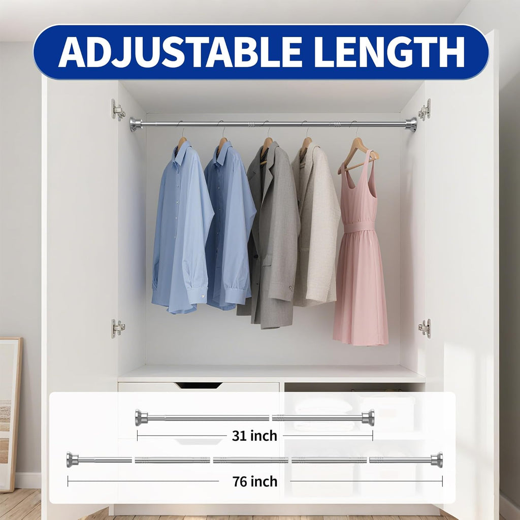 Chrsouly Shower Curtain Rod, 31-76 Inch Adjustable Tension Shower Rod