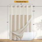 Jowels No Hooks Natural Linen Fabric Shower Curtains for Bathroom 72 Inches