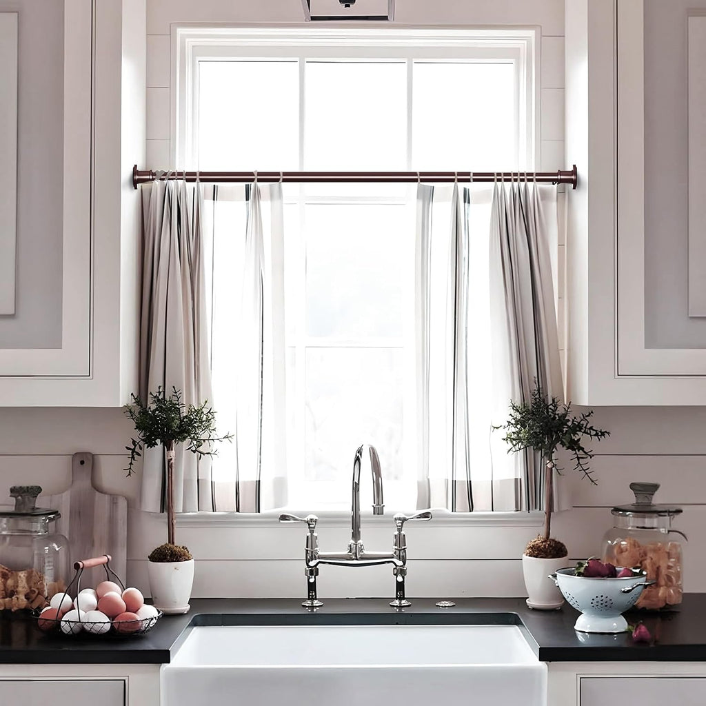 BRIOFOX Shower Curtain Rod Adjustable 18-78 Inch, No Drilling Non Slip Stainless Steel Spring Tension Curtain Rod for Window or Bathroom, Bronze