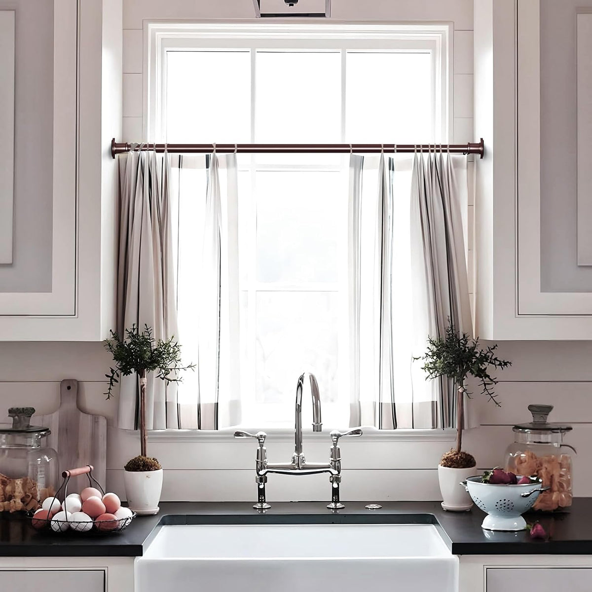 BRIOFOX Shower Curtain Rod Adjustable 18-78 Inch, No Drilling Non Slip Stainless Steel Spring Tension Curtain Rod for Window or Bathroom, Bronze