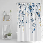 AWERT Blue Marble Shower Curtain - Waterproof for Bathroom Decor, Printed Washable With Hooks, 72x72 Inch