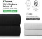 Dynamene Waffle Shower Curtain 256 GSM Heavy Duty Fabric 72"x72" Black