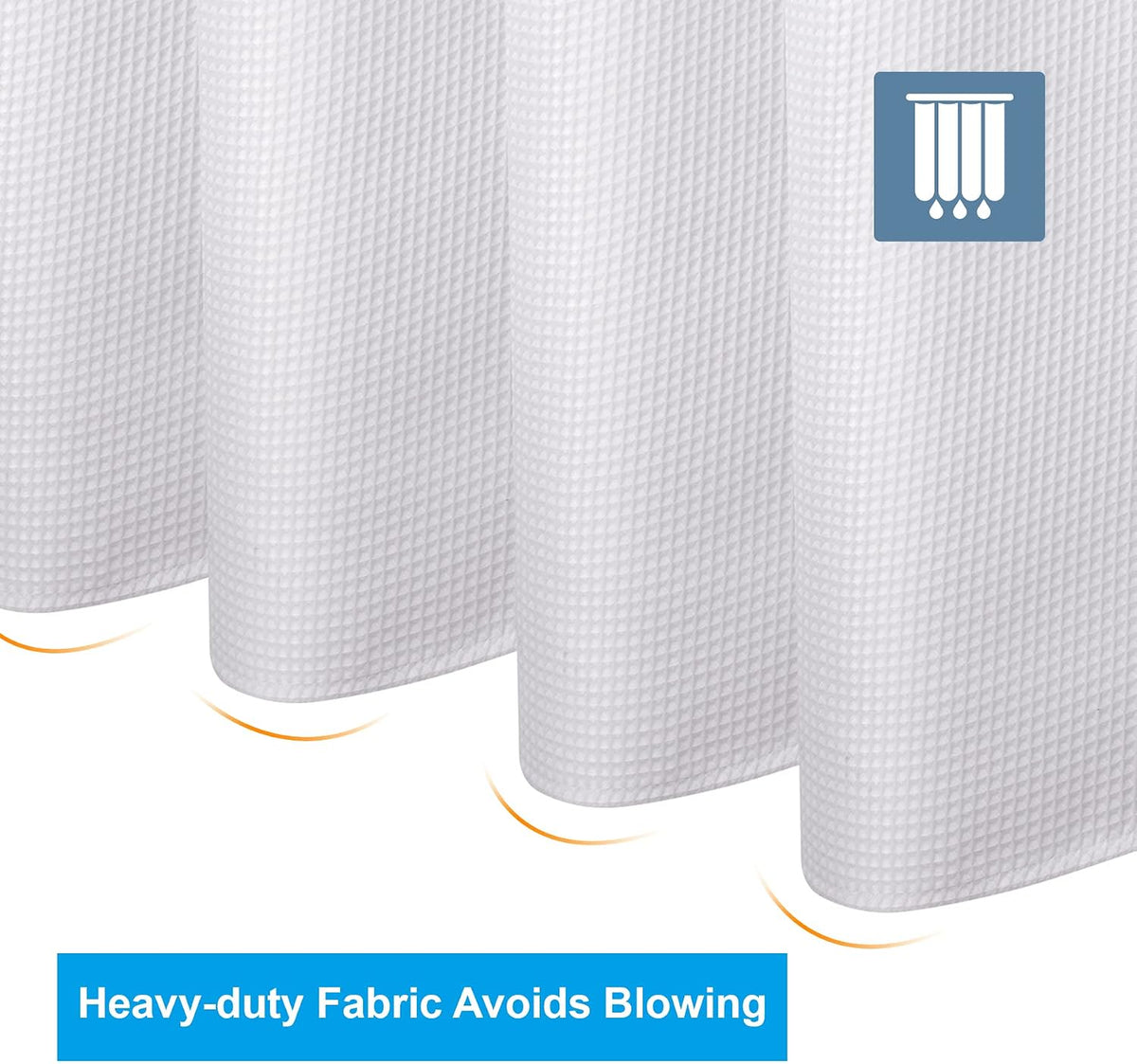 AmazerBath Short Shower Curtain 72x65 Inches, White Shower Curtain Waffle Textured, Heavy Duty 240GSM, Fabric Shower Curtain, Hotel Quality Bathroom Shower Curtains, Thick and Heavy