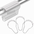 Amazer Shower Curtain Hooks Rings, Rust-Resistant Stainless Steel Double Shower Curtain Hooks, Shower Hooks for Shower Curtain and Liner Bathroom, Set of 12, Chrome