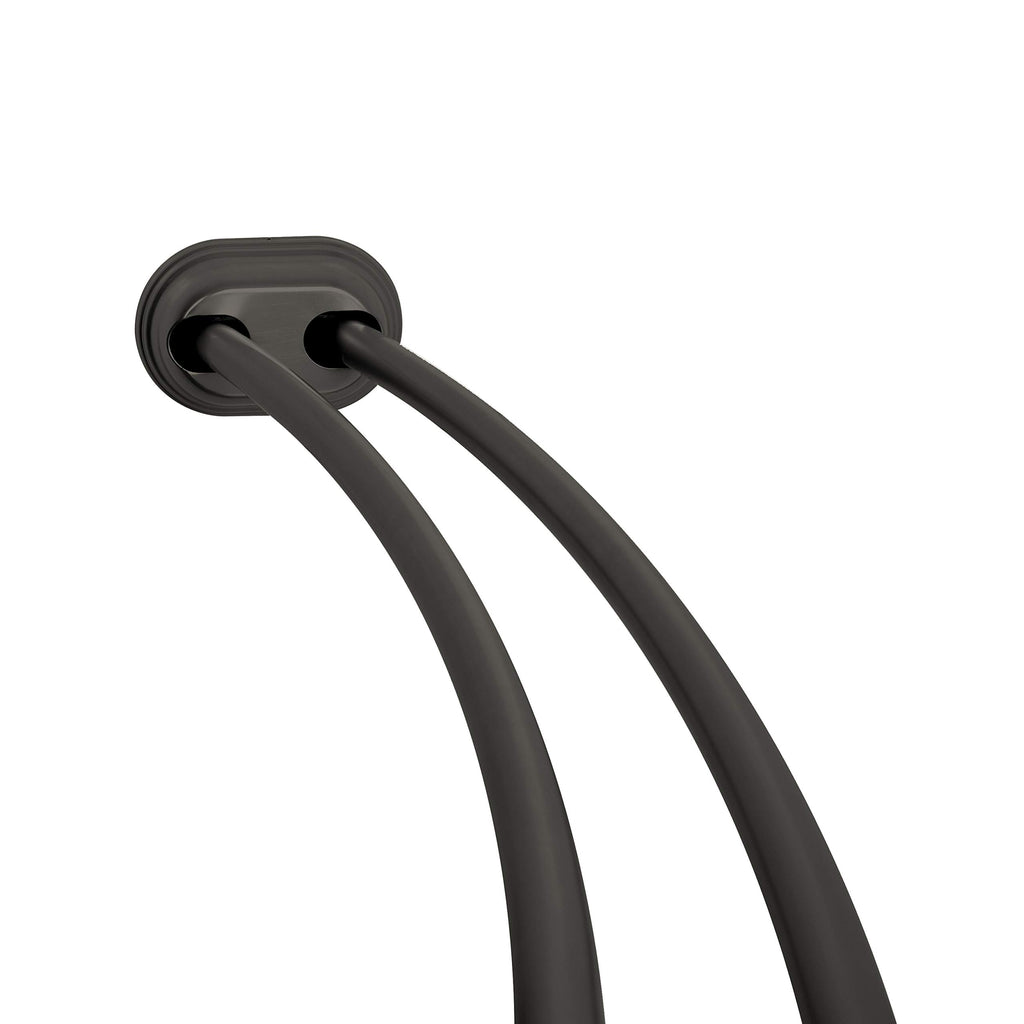Zenna Home Double Curved Shower Curtain Rod, No Drill, 50-72 Inch Adjustable Tension Curved Shower Rod for Bathroom, Rustproof Double Rod, Non-Slip, Adds Room in Shower, Matte Black