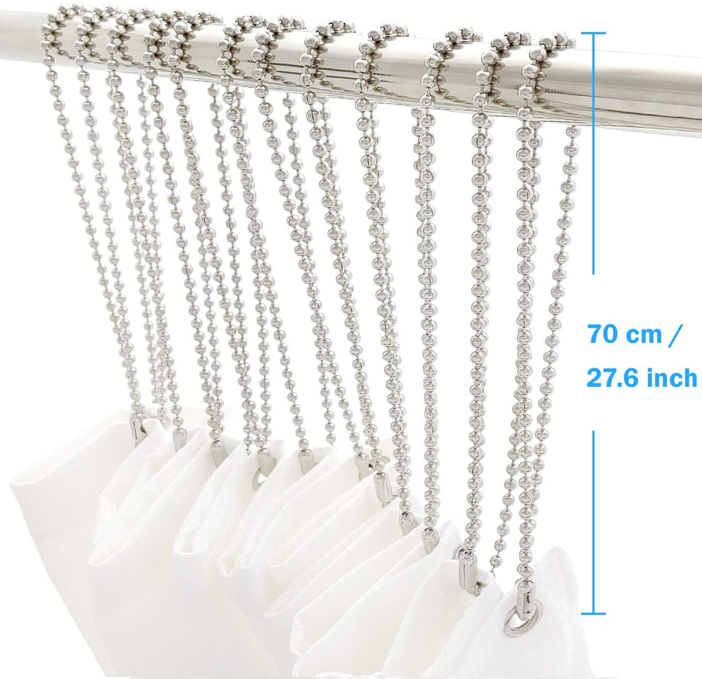 Shower Curtain Hooks Long Size 27inch/70cm, Shower Curtain Rings 12pcs, spa-Quality Look, Stainless Steel