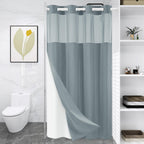 WONICY Hook-Free Shower Curtain with Snap-in Liner, Cream, 71 x 74
