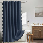 MIULEE 72"x84" Extra Long Scalloped Linen Shower Curtain Cream Beige