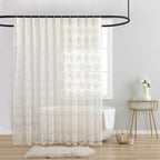 TUDECO Lace Brown Shower Curtain with Attached Valance, 72 x 72 Inch