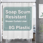 AmazerBath Black Shower Curtain Liner Plastic, Thick PEVA Shower Curtain Black, Dark Shower Liner Heavy Duty 8G, Black Bathroom Curtain Waterproof with 3 Weighted Stones and 12 Grommets, 72x72 Inches