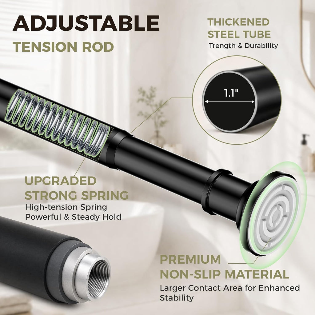 Outdoor Tension Rods No Drilling Long Shower Curtain Rod 30-120 Inch