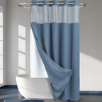 RiverDream Heavyweight Waffle No Hook Shower Curtain with Liner,White,71x74