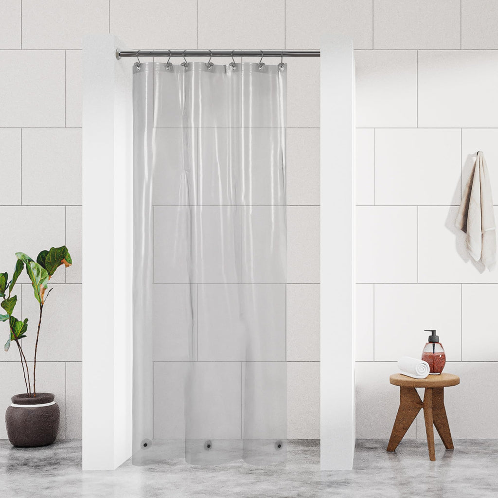 Barossa Design 48 inch Wide Stall Shower Curtain Liner with Magnets, Clear