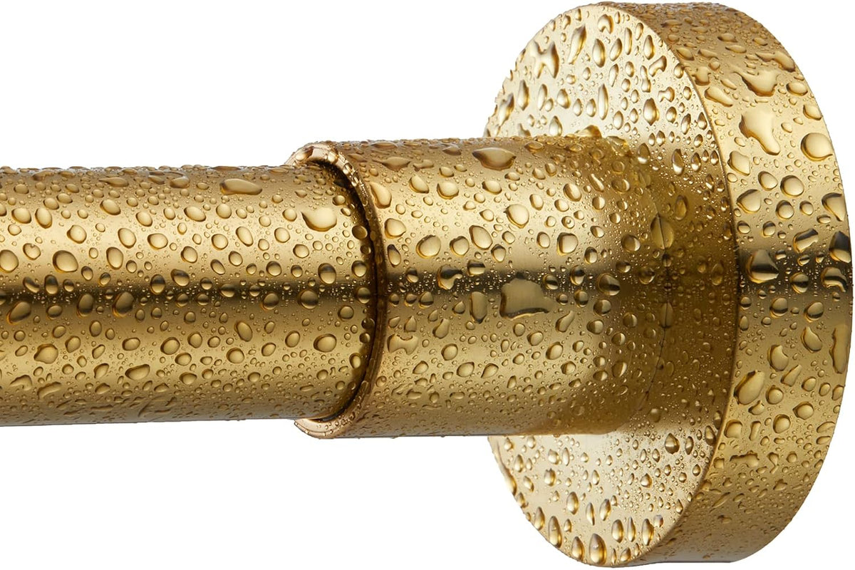 Shower Curtain Rod Tension- No Drill Non-Slip Spring Tension Shower Rod for Window or Bathroom, 43-73 inches Metal Steel, Gold