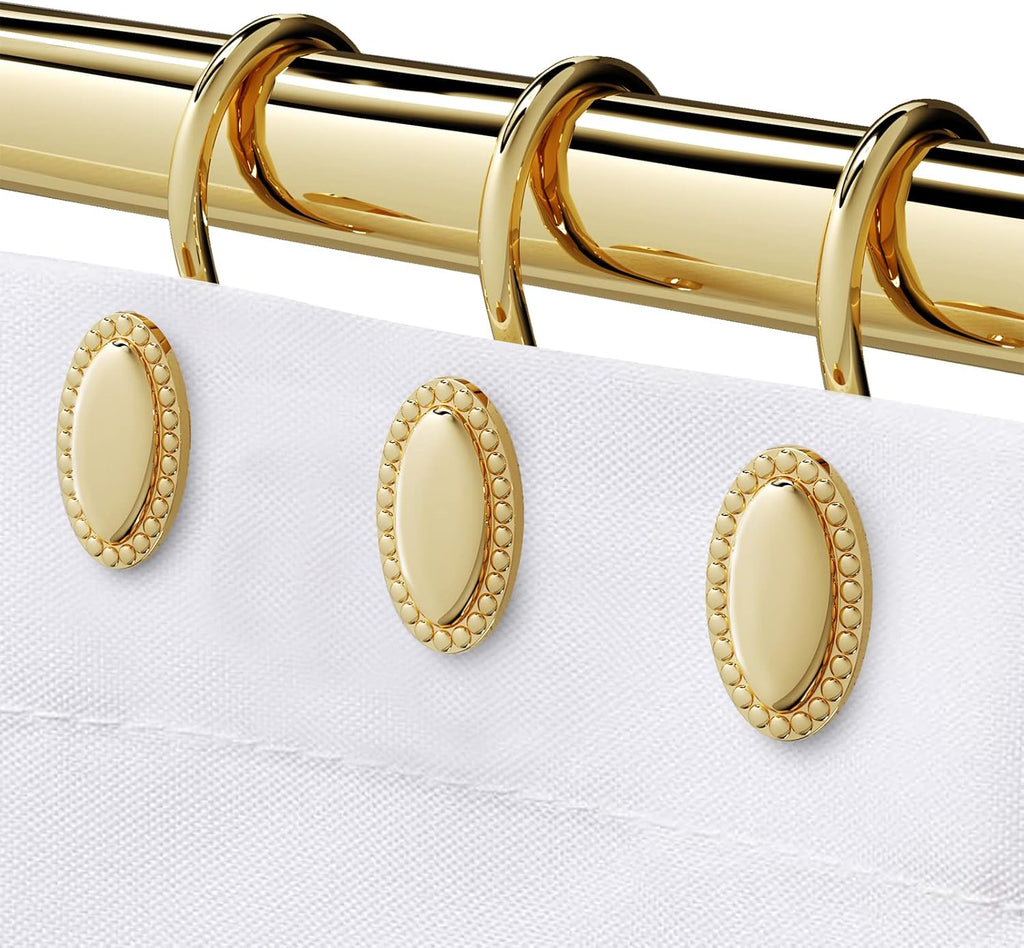 Gold Shower Curtain Hooks Rings, Zinc Alloy with Anti-Rust Coating