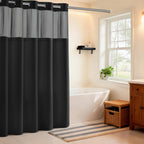 River Dream Heavyweight Waffle No Hook Shower Curtain with Liner,Gray,71x74