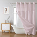 eachope No Hook Waffle Shower Curtain with Snap-in Liner, 71x74 Inch, White