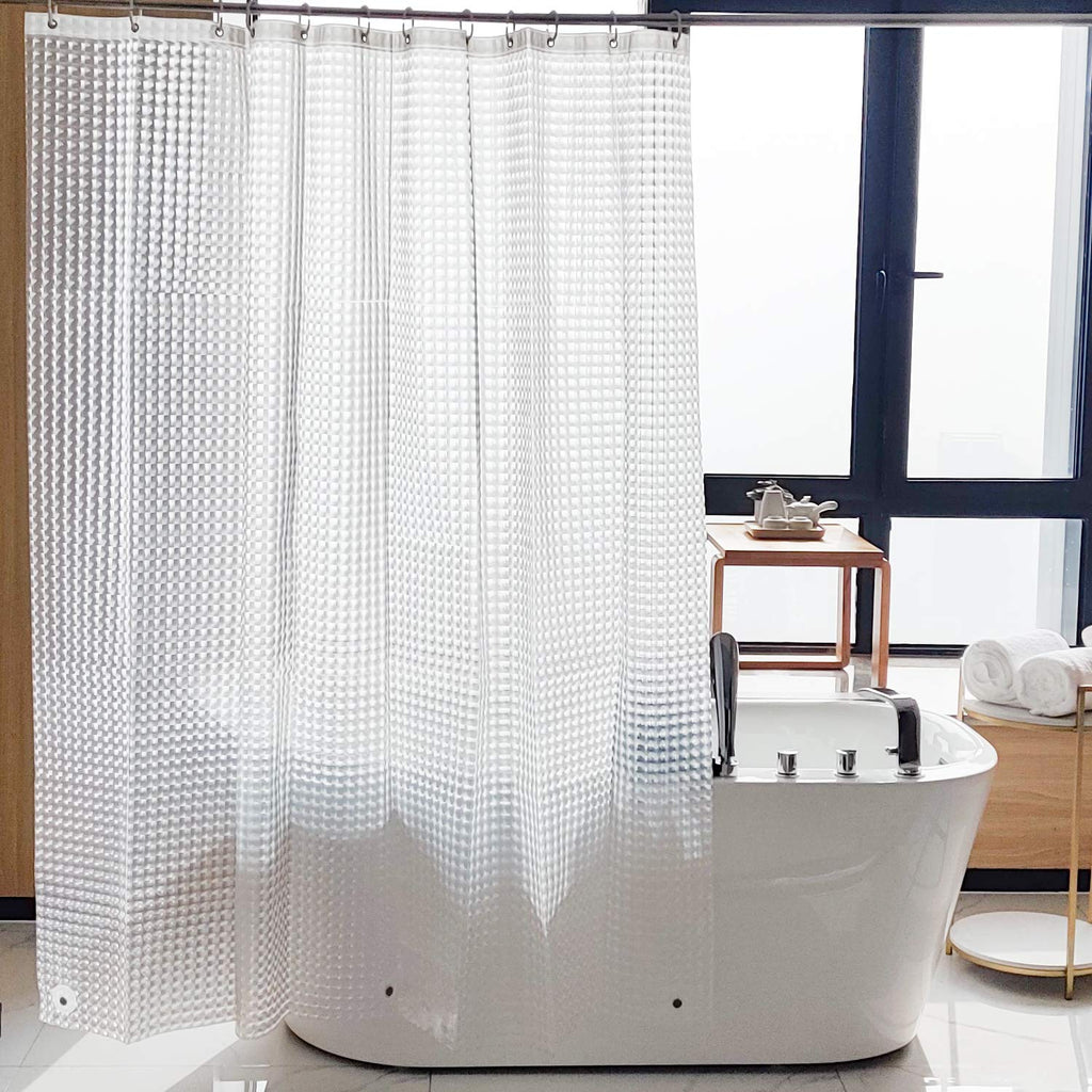 NTBAY EVA Shower Curtain Liner, 72 x 72, 6 Gauge, Clear Water Cube