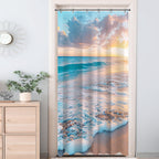 Ocean Beach Coastal Nautical Summer Sunset Shower Curtain for Bathroom 72W*72H Inch Seaside Seacoast Beachy Waves Bathtub Decor Seascape Neutral Cool Waterproof Polyester Fabric Set with 12 Hooks