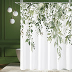 Gibelle Sage Green Eucalyptus Shower Curtain, Floral Print, 72x72