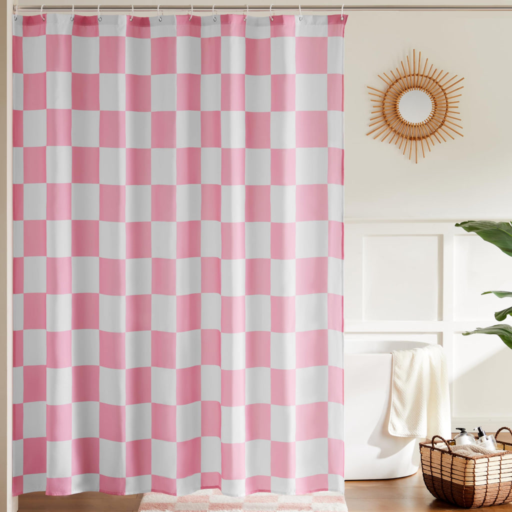 Ohocut Checkered Shower Curtain, Sage Green Shower Curtains for Bathroom, Cute Retro Checkboard Shower Curtain Vintage Aesthetic, Washable Fabric Bath Curtain 72''x72''