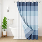 3 in 1 Shower Curtain and Liner,72 x 72 inch, Striped Grey
