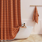 BTTN Sage Green Boho Farmhouse Linen Heavy Duty Shower Curtain Set, 72x72