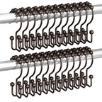 Titanker Black Shower Curtain Hooks Rings, Rust-Resistant Metal Double Glide Shower Hooks for Bathroom Shower Rods Curtains, Set of 12 Hooks - Matte Black