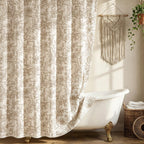 Farmhouse Sage Green Floral Shower Curtain with 12 Clear Rings 72"W x 72"L
