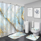 Nkzply 4 Pcs Black Marble Shower Curtain Sets with Rugs Gold Bathroom Set